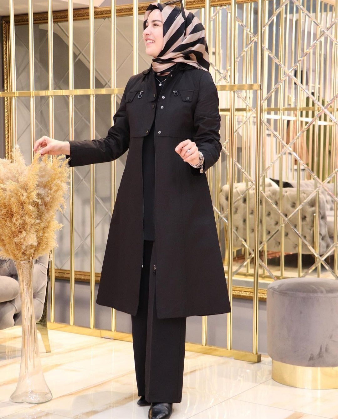 Veste longue noir imperméable 