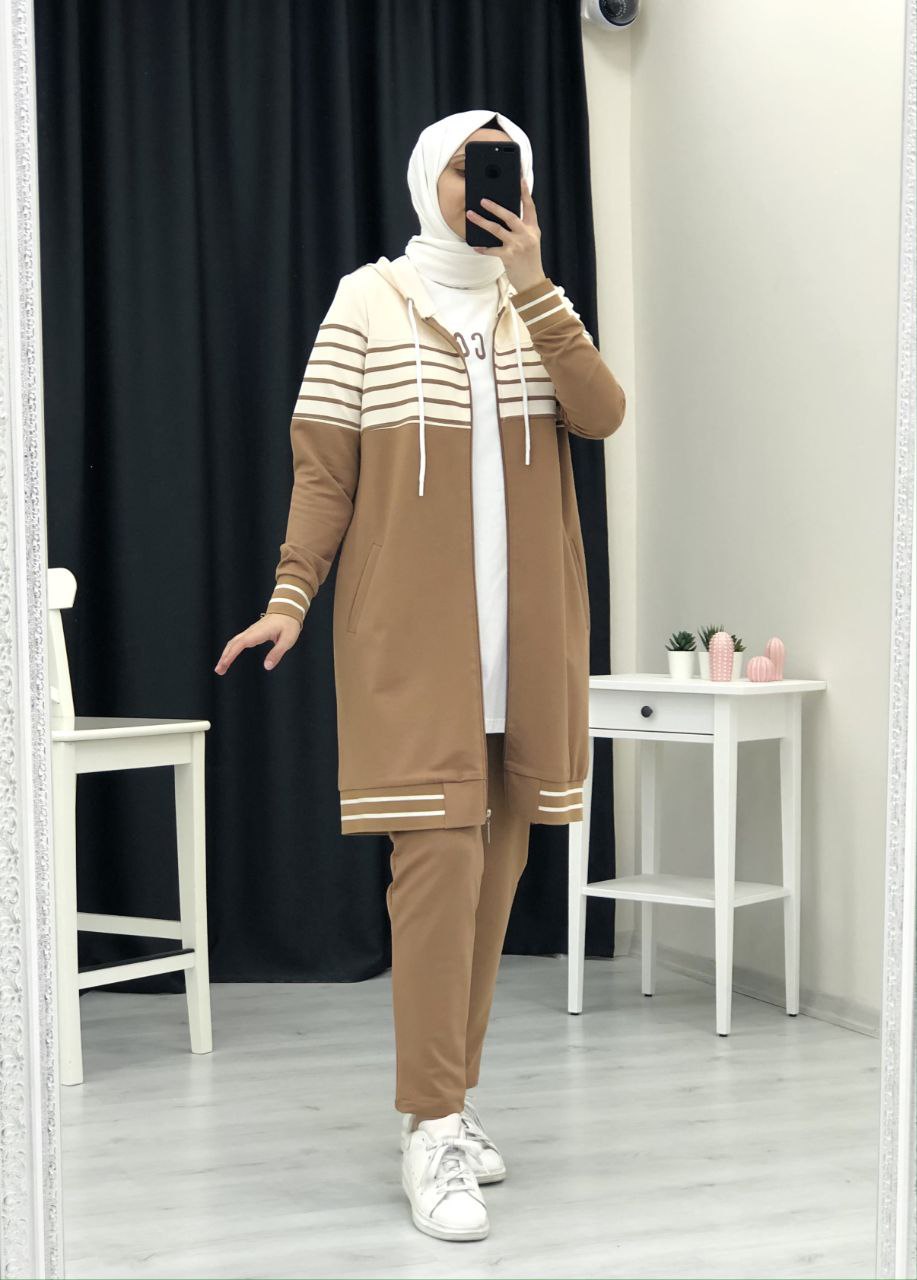 Survette rayé caramel 3 pieces