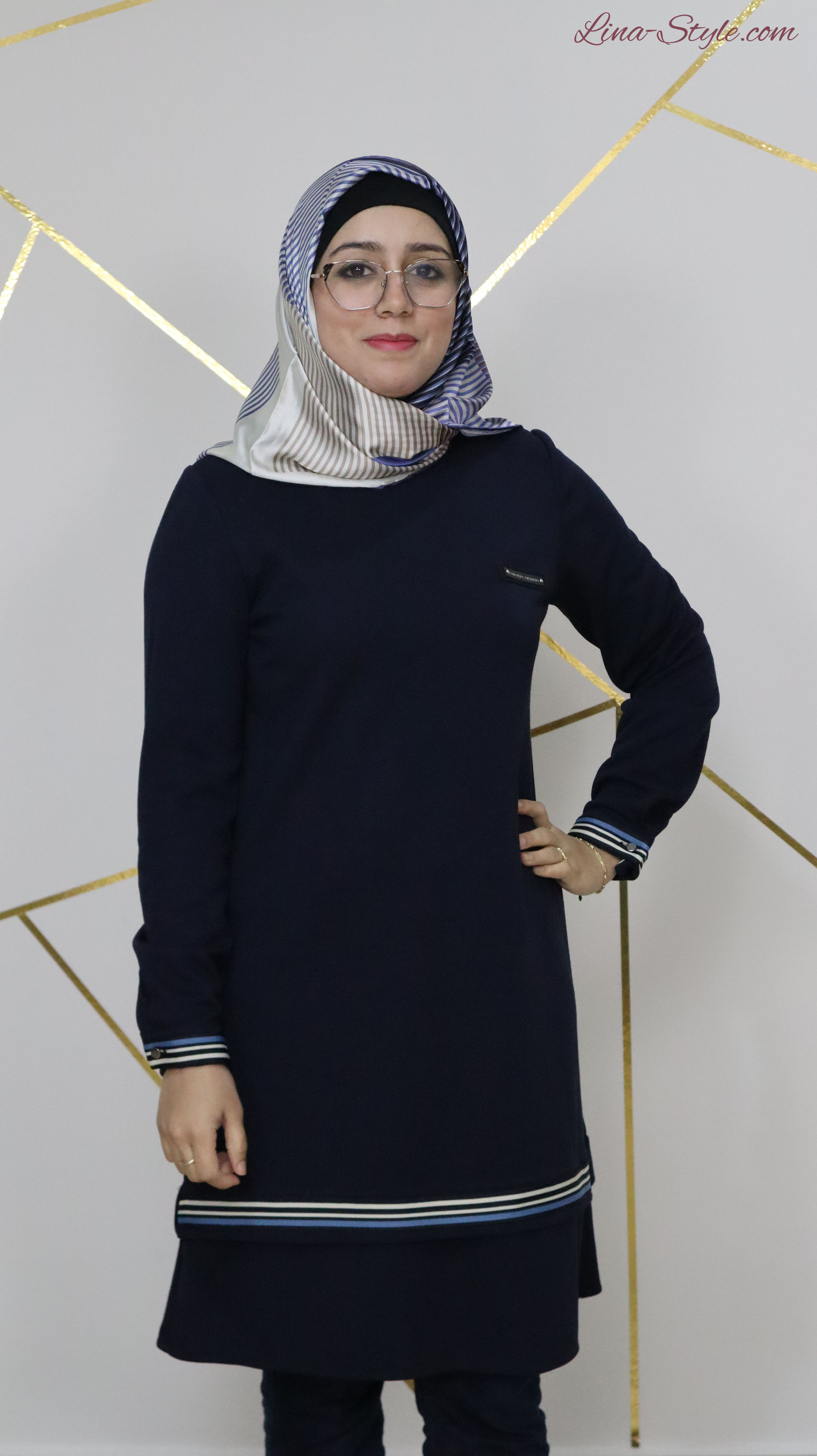 Tunique 0122 - Bleu - Bandes