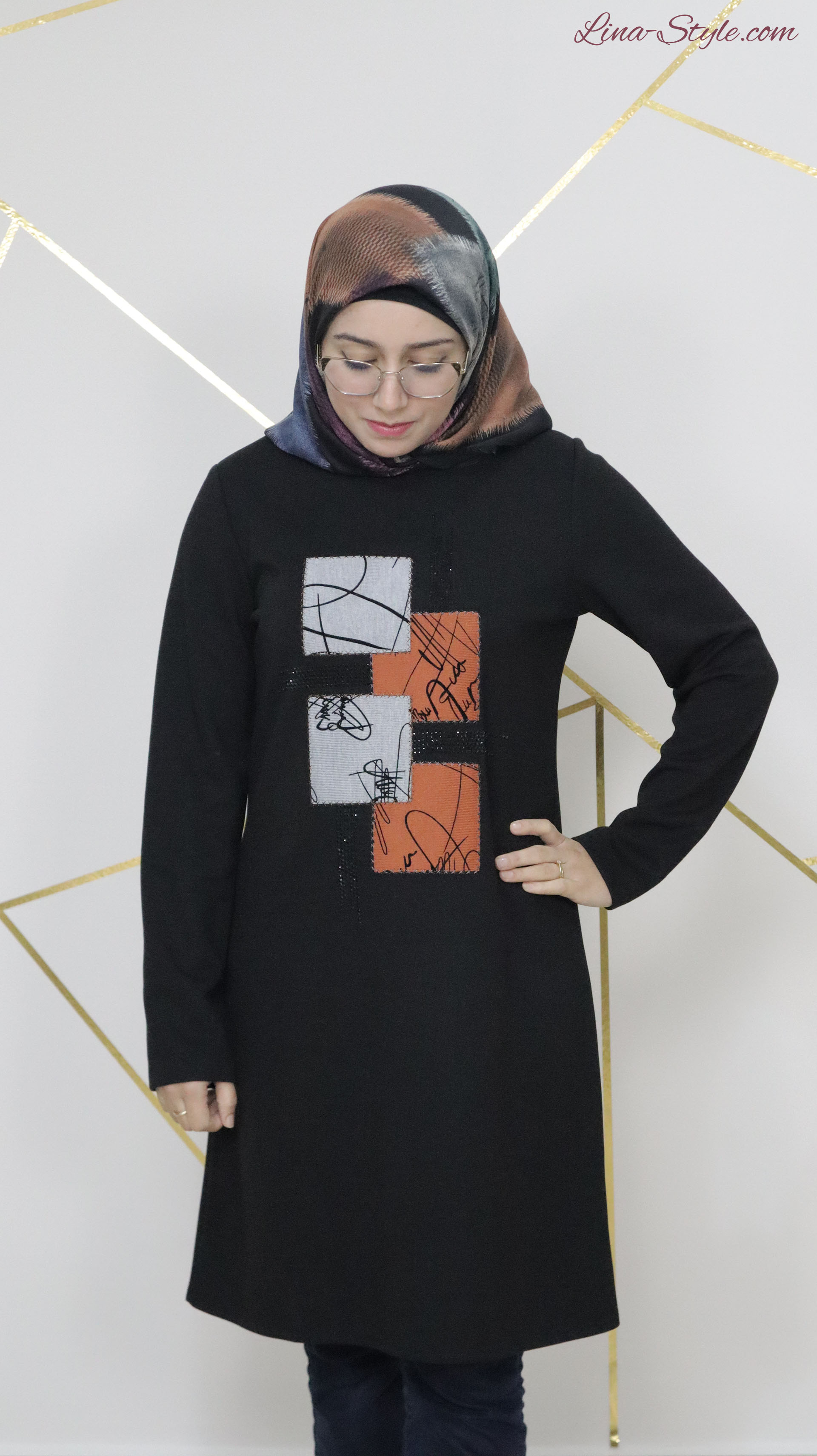 Tunique 0122 - Noir - Motif