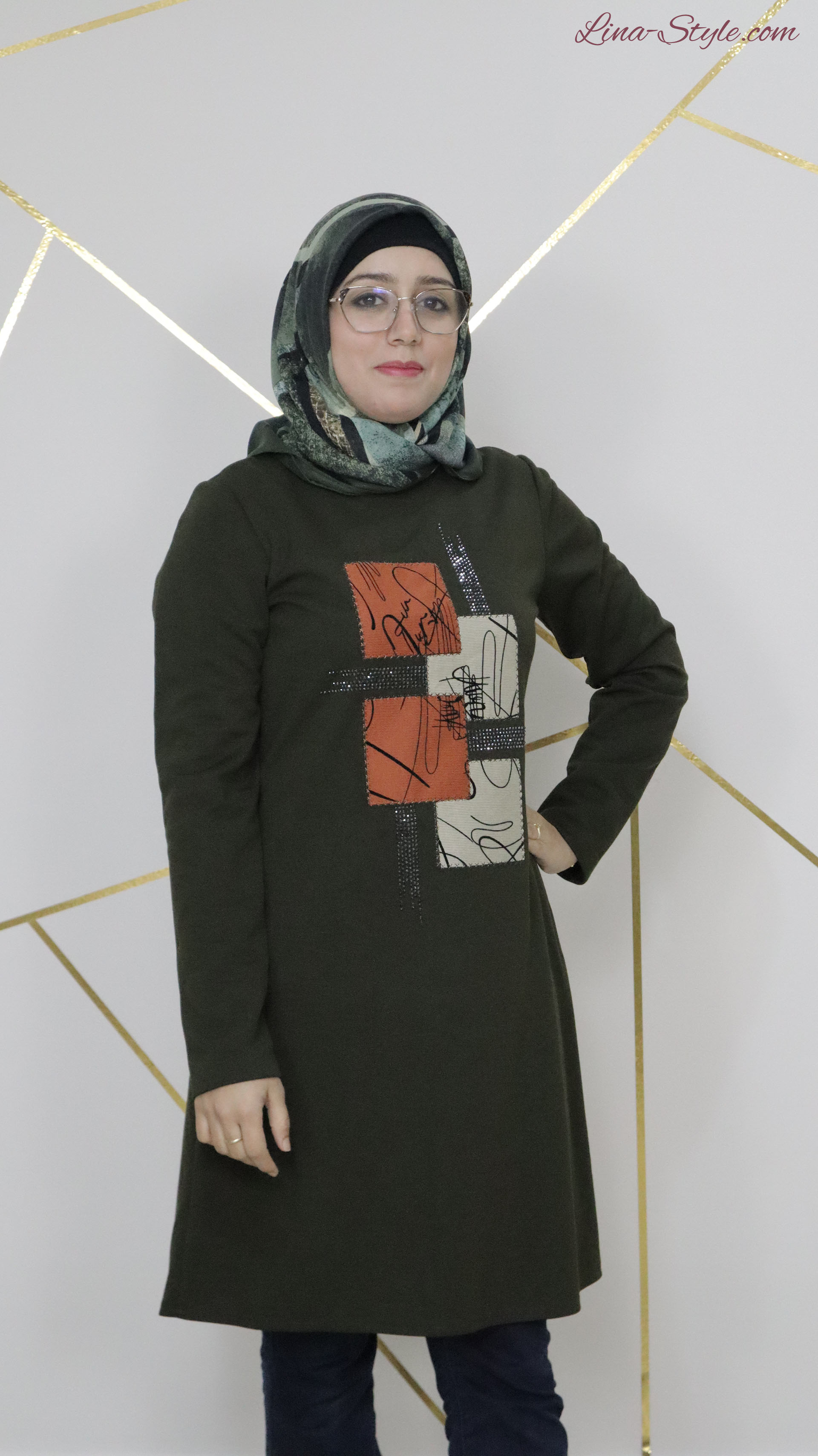 Tunique 0122 - Kaki - Motif