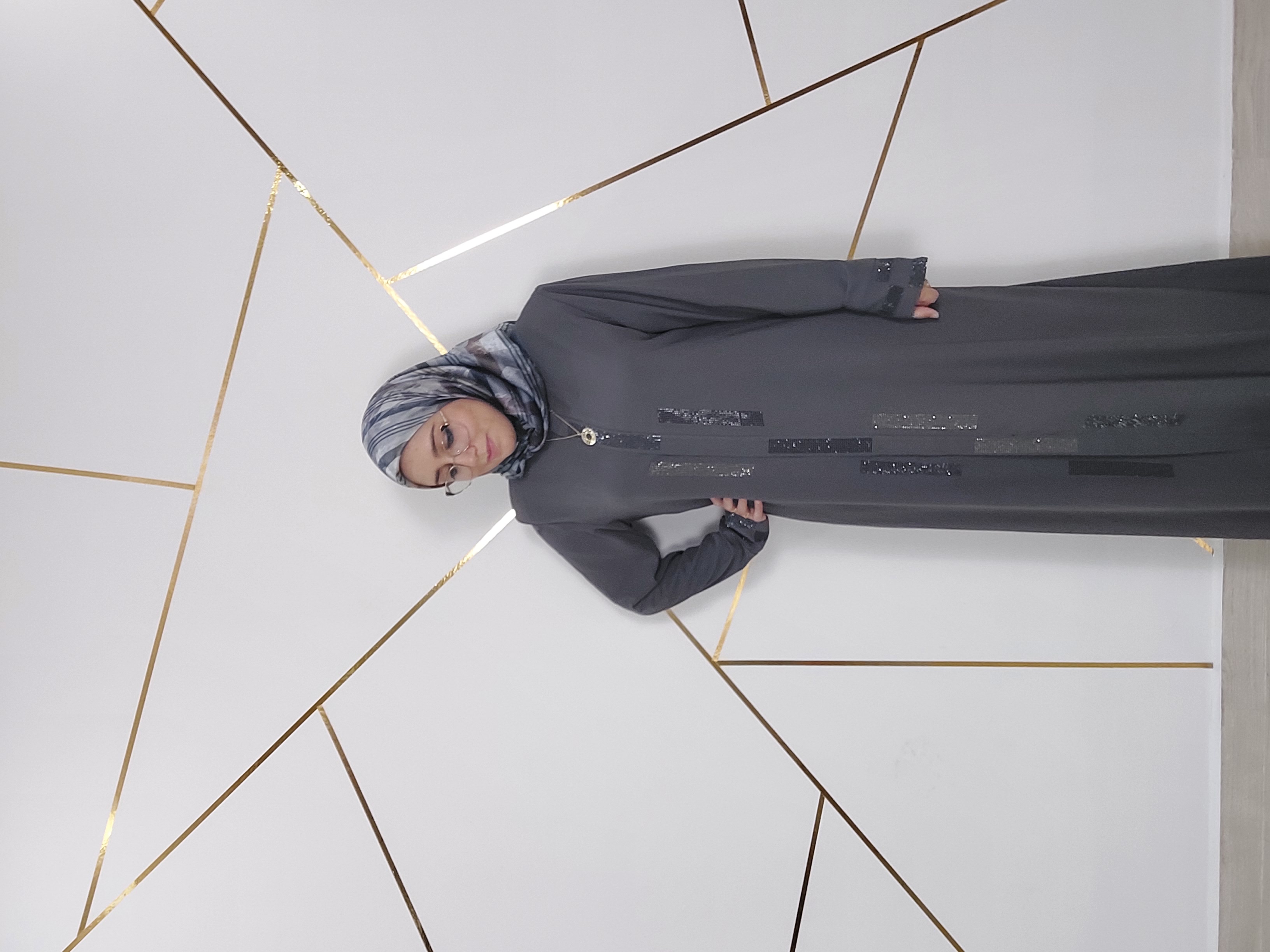 Abaya grise perlé 
