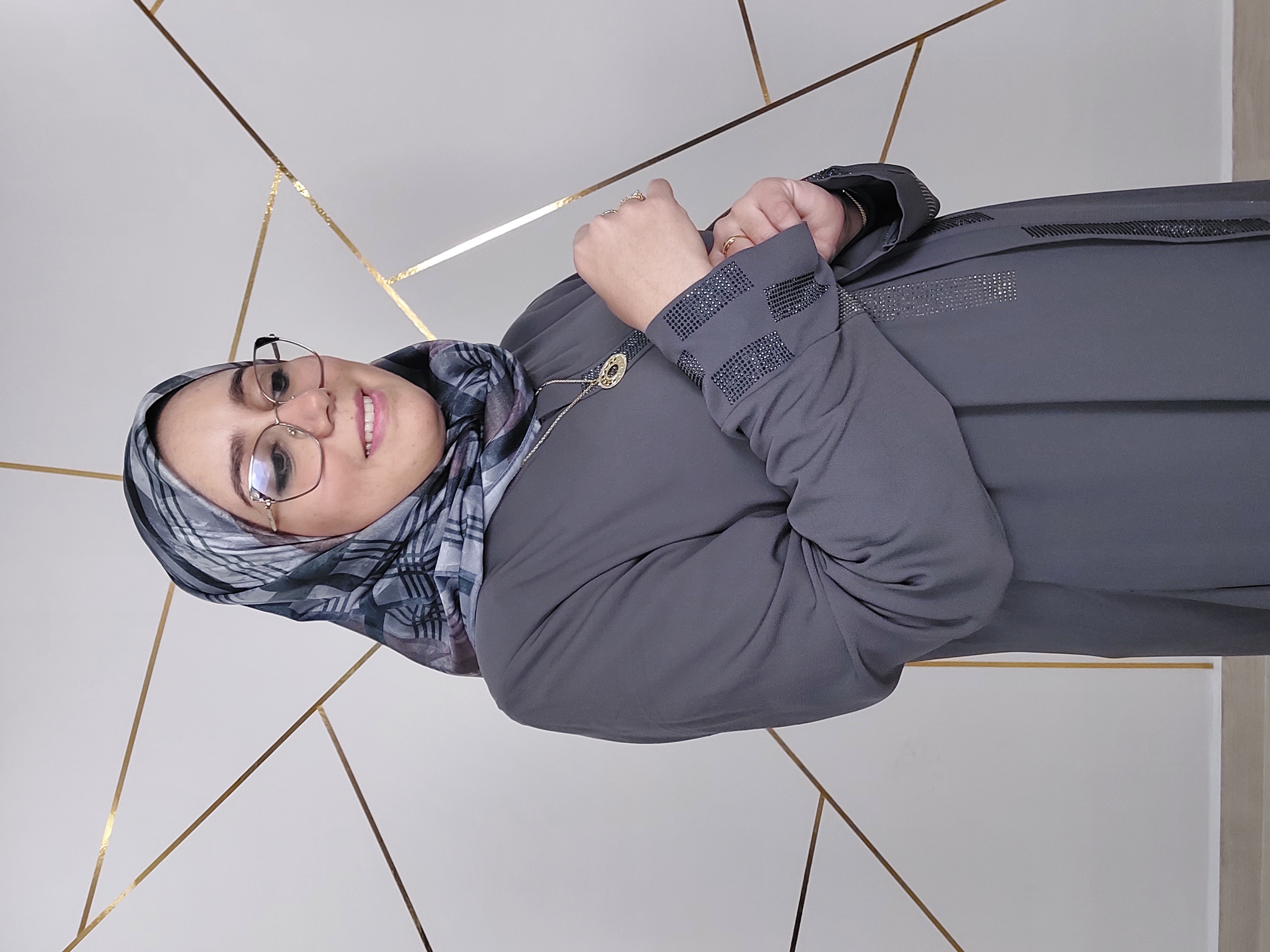 Abaya grise perlé 