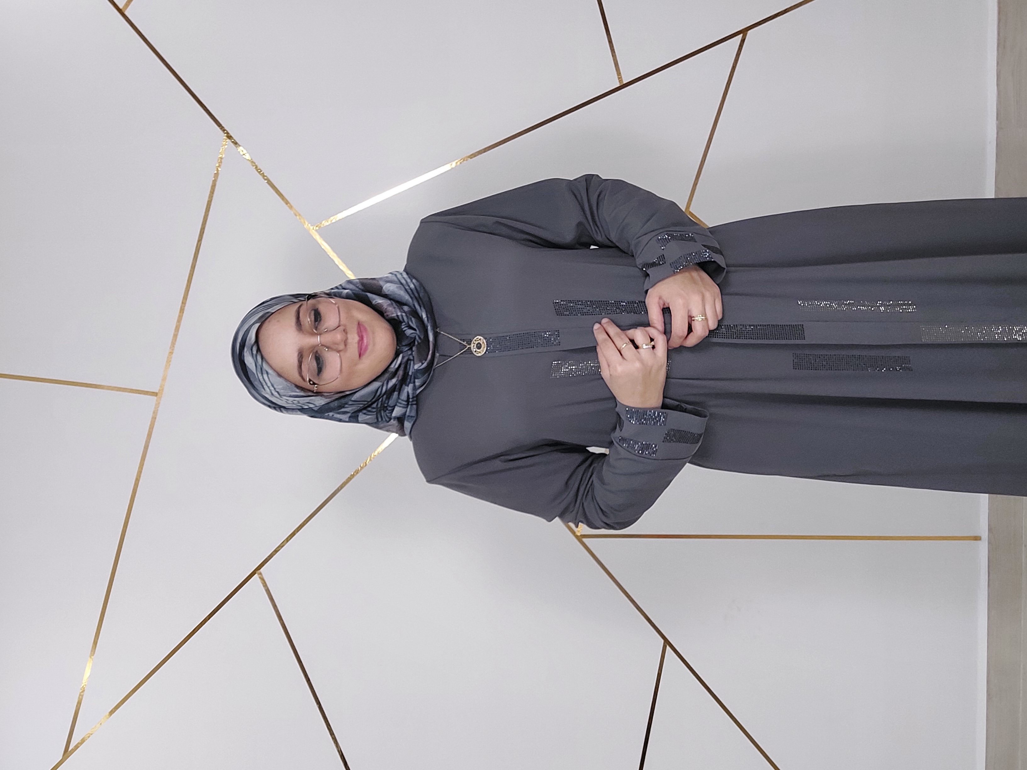 Abaya grise perlé 